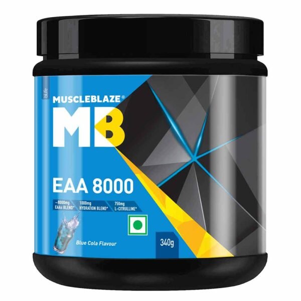 MuscleBlaze EAA 8000, 25 Servings, 340 g (0.75 lb), Blue Cola