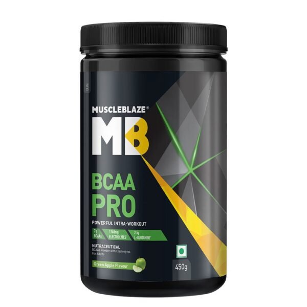 MuscleBlaze BCAA Pro Essential Amino Acids, 30 Servings, 450 g (0.99 lb), Green Apple