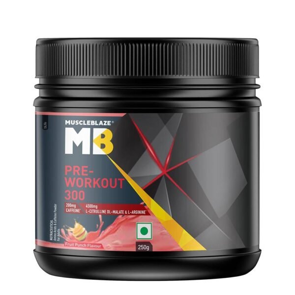 MuscleBlaze PRE Workout 300, 250g (0.55 lb) - Fruit Punch Flavor