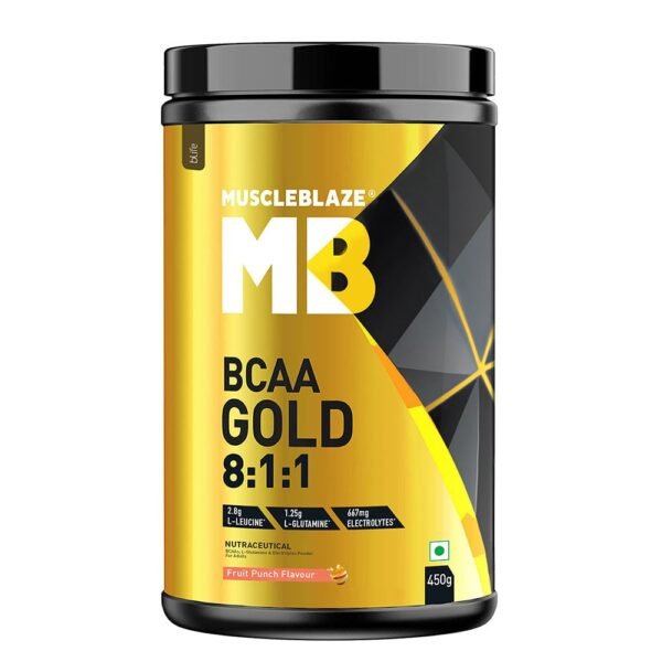 MuscleBlaze BCAA Gold 8.1.1 Amino Acids Supplements, 30 Servings, 450 g (0.99 lb), Fruit Punch