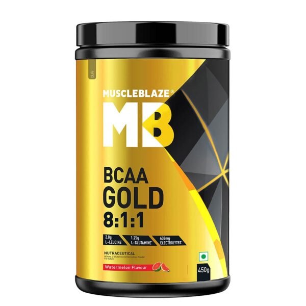 MuscleBlaze BCAA Gold 8.1.1 Amino Acids Supplements, 450 g (0.99 lb), 60 Servings, Watermelon